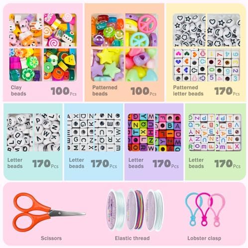 Gionlion 96 Colors 3550 Pcs Pony Beads Bracelet Making Kit, 5 Boxes Friendship Bracelet Kit with Letter Beads 6x9mm Rainbow Bead for Bracelets Jewelry Keychain Making Kit, Mothers Day Gifts Gifts - Image 4