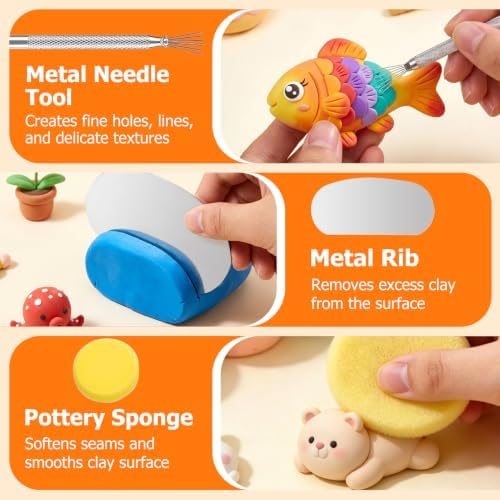 3.4FL OZ Air Dry Clay Glaze and 25pcs Clay Tools Kit, High Gloss Sealant - Image 5