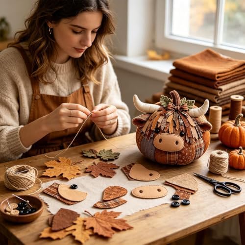 2PCS DIY Animal Pumpkin Sewing Kit - Autumn Fabric Animal Pumpkin Craft Set for Adults Beginners - Thanksgiving Handmade Fall Patchwork Craft Kit for Holiday Decor - Image 2