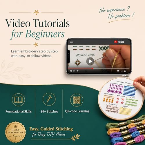 Bradove Classic Embroidery Learning Kit for Adults and Kids - Image 2
