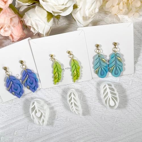 Xaekicr Polymer Clay Cutters Feather Leaf Set – 3PCS Boho Clay Earring Cutters for Polymer Clay Jewelry, Hollow Leaf Clay Cutters Shapes and Tools for DIY Earrings and Crafts - Image 3