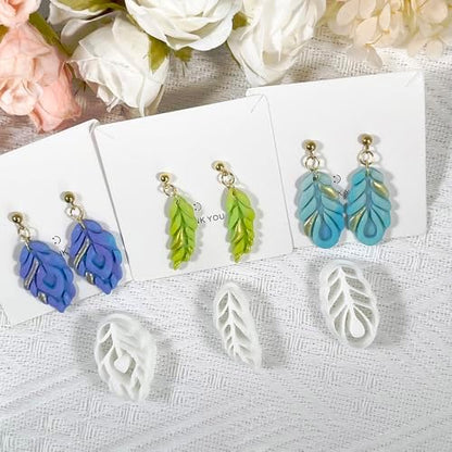Xaekicr Polymer Clay Cutters Feather Leaf Set – 3PCS Boho Clay Earring Cutters for Polymer Clay Jewelry, Hollow Leaf Clay Cutters Shapes and Tools for DIY Earrings and Crafts - Image 3