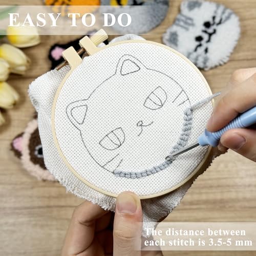 Morledoa Punch Needle Coasters Kit, Cat Punch Needle Kits Adults Beginner - Image 3