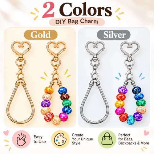 10PCS Beadable Keychain Bars Mixed Color Chain Keychains Key Chain Making Kit - Image 2
