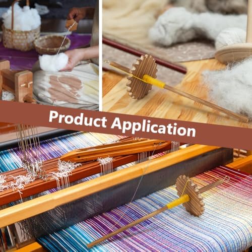 BENECREAT Drop Spindle Top Whorl, Spinner Wheel Tool Yarn, Wooden Weaving Spindle Whorl Yarn Spin Tool for Beginners DIY Spinning Crafts Supply (3.54x12.87inch Flower) - Image 5