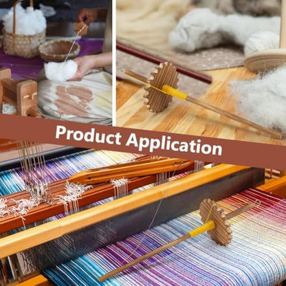 BENECREAT Drop Spindle Top Whorl, Spinner Wheel Tool Yarn, Wooden Weaving Spindle Whorl Yarn Spin Tool for Beginners DIY Spinning Crafts Supply (3.54x12.87inch Flower) - Image 5