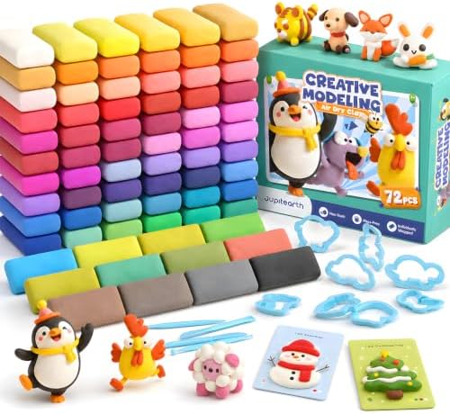 JUPITEARTH Air Dry Clay for Kids, 72 Colors Modeling Clay Kit by JUPITEARTH