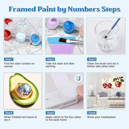 Canrichshop 4 Pack Disco Ball DIY Paint by Number Beginners,Fruit Oil Painting Adults' Paint-by-Number Kits,Acrylic Paint Kit with Frame for All Ages,Easy Paint by Numbers Kids on Canvas 8x8inch - Image 7