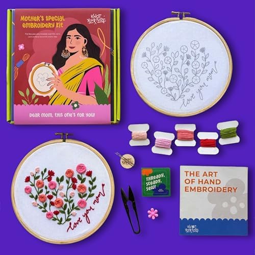KNOT YOUR TYPE Mother's Love DIY Embroidery Kit with Gift Box | Hand Embroidery Kit with All Stitching Materials | Perfect Art & Craft Gift Set, Stitching Kit for Adults - Image 2