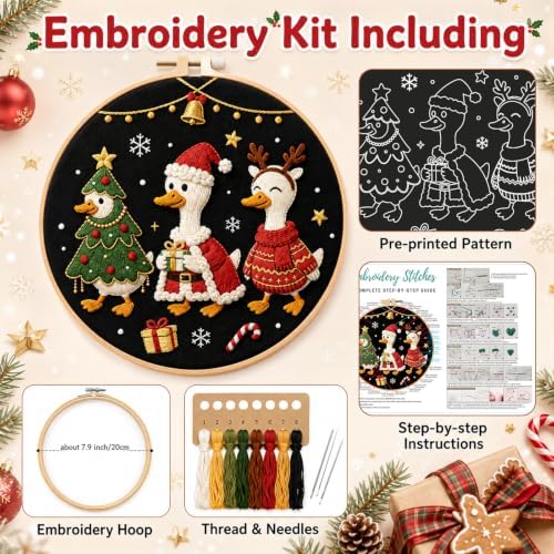 Nuberlic Christmas Embroidery Kit for Beginners Adults DIY Needlepoint - Image 2