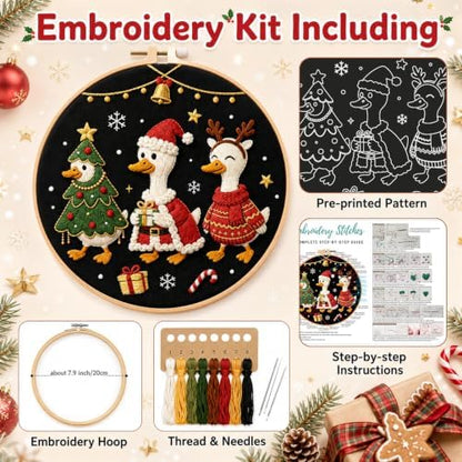 Nuberlic Christmas Embroidery Kit for Beginners Adults DIY Needlepoint - Image 2