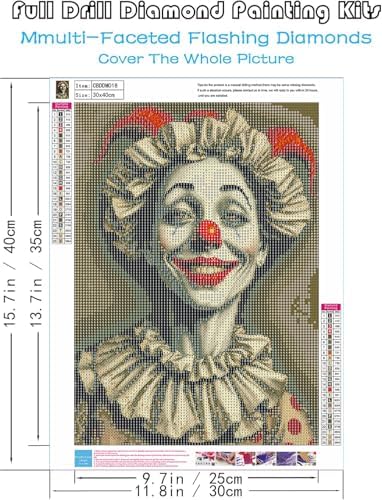 ZSYOUIDEAS Clown Diamond Painting Kits for Adults,Full Drill Diamond Art Kits for Beginners,Round 5D DIY Diamond Dots Paintings, Diamonds Pictures Gem Art and Crafts Home Decor 12x16 inch - Image 5