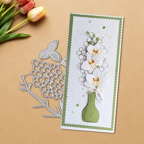 Lapoo Flowers Cutting Die for Scrapbooking - Durable Metal Cutting Die for DIY Scrapbook Photo Album Decorative Paper Card, Metal Card Making Supplies (Flowers in The Vase 4.3 x 4.3 in) by LAPOO