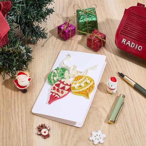 WEBEEDY 20 Sets Christmas Paper Quilling Kit Handmade Greeting Card with Envelopes 3D Christmas Trees Wreaths Ball Stars Card Making Kit with Instuction for Adult Beginner Holiday Decor Gift - Image 5