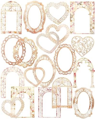 Anvin 30 Pcs Scrapbook Lace Paper Vintage Background Paper Cutouts, Frames, Flowers Heart Hollow Decorative Paper for Scrapbooking, Junk Journal, Art Journaling, Card Making, Planner, DIY by Anvin