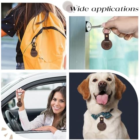 60 PCS Leather Wooden Round Keychain Blanks Engraving Blanks Keychain Unfinished Wood Keychains Vintage Black Walnut Wood Keychain Blanks for DIY Gifts Engrave Crafts - Image 4