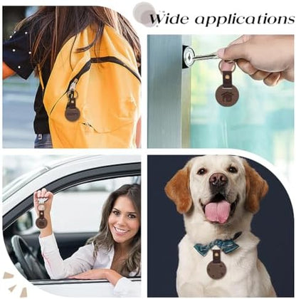 60 PCS Leather Wooden Round Keychain Blanks Engraving Blanks Keychain Unfinished Wood Keychains Vintage Black Walnut Wood Keychain Blanks for DIY Gifts Engrave Crafts - Image 4