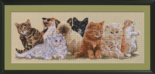 Janlynn Counted Cross Stitch Kit, Kittens in a Row by Janlynn