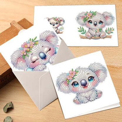 MVVMTOP 6pcs Diamond Art Painting Greeting Card, DIY Koala Diamond Art Greeting Card for Blessing and Wishe Special Shaped Diamond Arts Crafts for Birthday Thanksgiving Day - Image 7