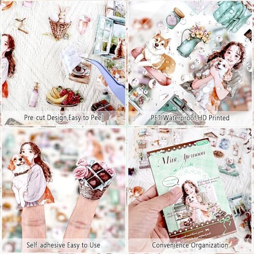 Coffee Time PET Sticker Book, 20 Sheets Die Cut Stickers - Image 3