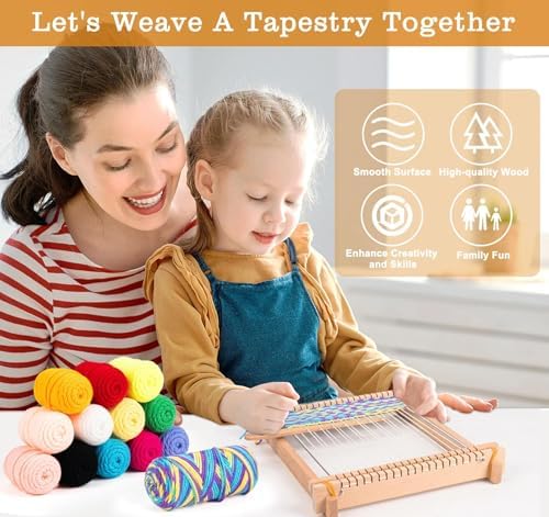 Weaving Loom for Kids,12 Colors Yarn 9.45"x11" Large Metal Bar Weaving Kit - Image 7