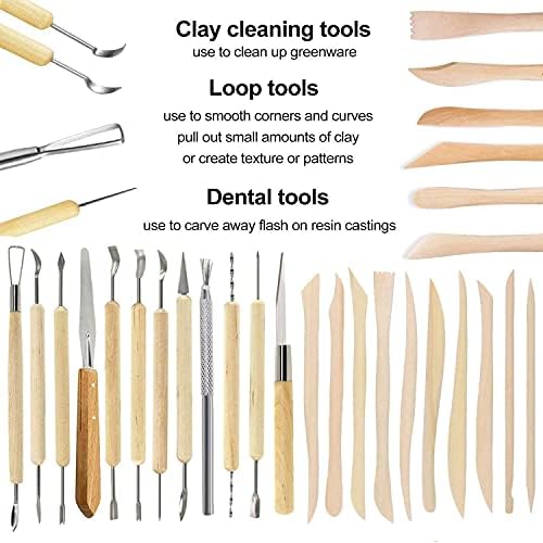 57PCS Ceramic Clay Tools Set with Plastic Case Modeling Pottery Sculpting Tools Kits for Beginners Professionals Crafts Polymer Clay Club, Dotting, Ribbon Trimming - Image 3