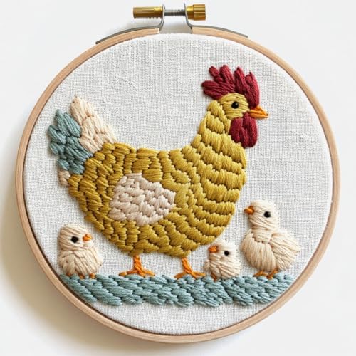 Punch Needle Kit for Beginners, Punch Stitching Kit for Adults, Needle Punch Kits for Adults, DIY Embroidery Set Featuring Chicken and Chicks by Unknown
