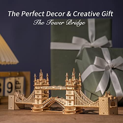 ROBOTIME 3D Puzzle Wooden Craft Kits with LED Light DIY Tower Bridge Construction Model Kit to Build for Teens Brain Teaser Puzzle Home Decor Birthday Gifts - Image 6