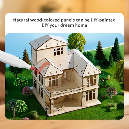 3D Wooden Puzzle for Adults, DIY Miniature Courtyard Villa House Building - Image 4