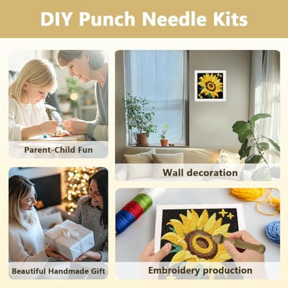 Doodlream Sunflower DIY Punch Needle Embroidery Kit for Adult Beginner - Image 4