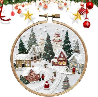 RUIQLXHANG Christmas Embroidery Kit, Christmas Gnomes Embroidery Kits for Beginners with Pattern, Cotton Threads, Needles, Instruction, 20cm Hoop, Gift for Mom, Grandma (Resort) by RUIQLXHANG