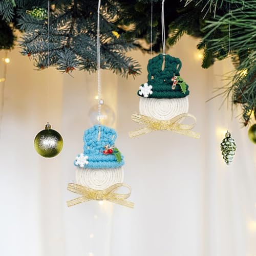 FREEBLOSS 4 Set Macrame Gnomes Kit Macrame Snowman DIY Macrame Christmas Tree Ornaments with Instruction Macrame Kits for Adults Beginners Macrame Decor for Christmas Macrame Craft Enthusiasts Gift - Image 6