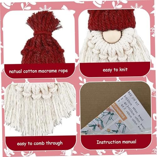 6PCS Christmas Macrame Kit Christmas Gnome Making Supplies with Instructions DIY-Friendly Cotton Christmas Macrame for Crafting, Christmas Tree Ornament. - Image 2