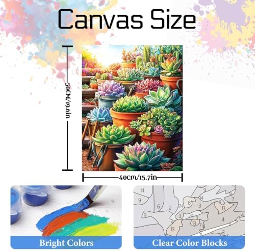 Nancency DIY Paint by Number for Adults,Painting Kits for Adult,Color by Numbers,Paint by Number Canvas Crafts Watercolor for Beginner Room Decor (Potted Plants) - Image 3