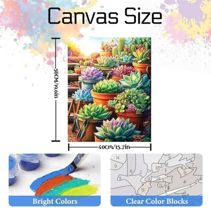 Nancency DIY Paint by Number for Adults,Painting Kits for Adult,Color by Numbers,Paint by Number Canvas Crafts Watercolor for Beginner Room Decor (Potted Plants) - Image 3