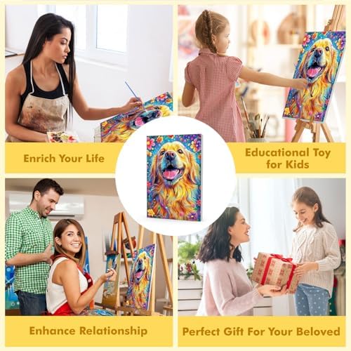 Bowetile Framed Paint by Numbers Dog for Adults Beginners, Adults' Paint-by-Number Dog Kits, Easy Adult Paint by Number Kits on Canvas, Acrylic Animals Number Painting for Home Decor, 8x12in - Image 5