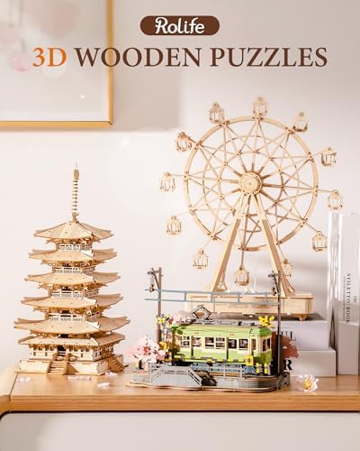 Rolife Wood Model Kits for Adults to Build 3D Puzzles DIY Five-storied Pagoda Birthday Unique Gifts for Friends or Family - Image 2
