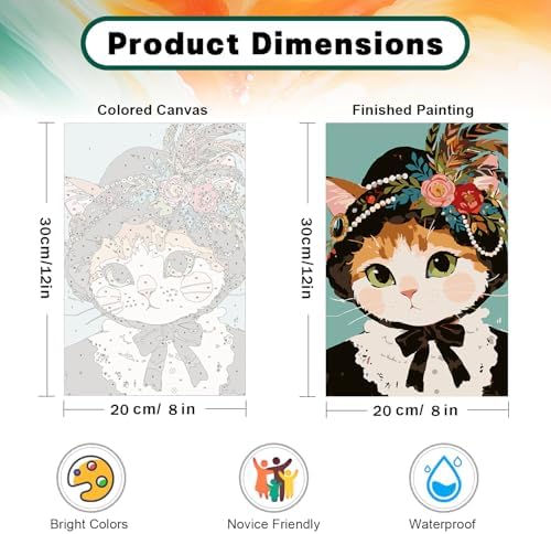 Framed Paint by Numbers Kit for Adults Beginner & Kids Ages 8-12, Funny Cat Adult Paint by Number Kits on Canvas with Frame, DIY Acrylic Number Painting for Adults for Home Decor Gift 8 x 12 Inch - Image 4