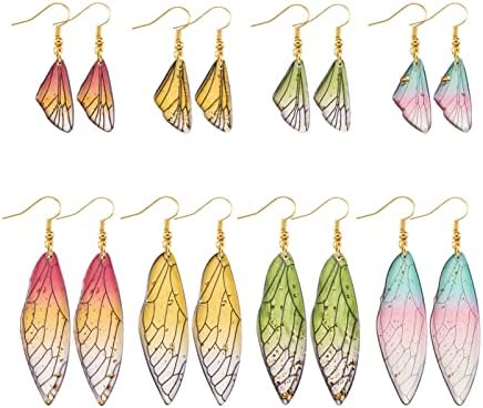 FASHEWELRY 16Pcs Resin Wing Charms Butterfly Wings Earring Charms Colorful Dragonfly Wings Pendants with 90Pcs Jump Rings Earrings Hooks for DIY Earring Jewelry Making - Image 2