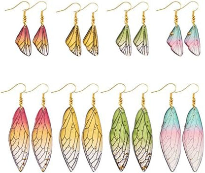 FASHEWELRY 16Pcs Resin Wing Charms Butterfly Wings Earring Charms Colorful Dragonfly Wings Pendants with 90Pcs Jump Rings Earrings Hooks for DIY Earring Jewelry Making - Image 2