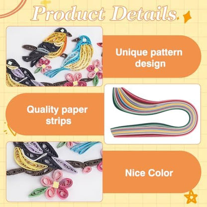 WEBEEDY 20 Sets Paper Quilling Kit for Adults Beginners DIY 5 Styles Birds Quilling Card Kit Animals Greeting Card Making Kit with Instruction DIY Quilling Supplies for Halloween Christmas Party Gifts - Image 3