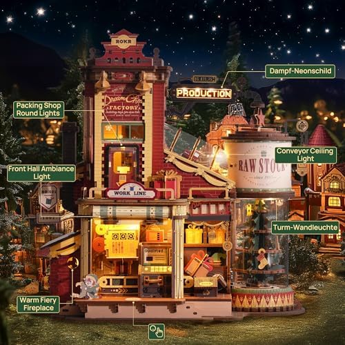 ROKR 3D Puzzle for Adults Christmas Dream Gift Factory DIY Miniature House - Image 5