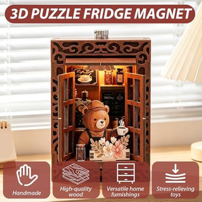 Book Nook Kit - DIY Miniature House Kit for Adults, Teens and Beginners, Dollhouse Booknook Library Tiny House Bookshelf Decor 3D Wooden Puzzle, Gifts for Family, Friends - Image 4