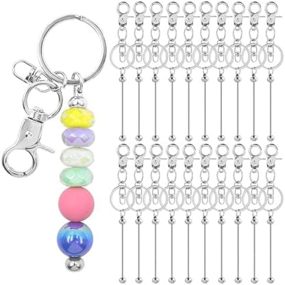 80 Pcs Beadable Keychains Bulk Kit – DIY Keychain Making Supplies with Metal Blanks for Crafts, Jewelry, Charms, Custom Projects – Blank Chain Bars for Beaded Keychain Design (Silver) by DNLEGULI