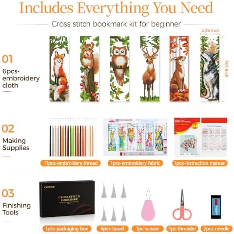 CYANFOUR 6 Pcs Cross Stitch Bookmark Kit for Beginners - Image 2