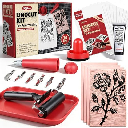 Joygineer Linocut Kit for Printmaking - Block Printing Kit with 4 Soft by Unknown