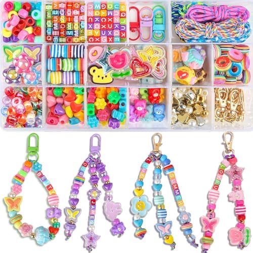 Ecoofor 633 PCS Beaded Keychain Making Kit, Acrylic Alphabet Letter Beads with Heart, Star & Flower Charms for DIY Jewelry, Bag Charm & Keychain Accessories Craft Supplies by Ecoofor