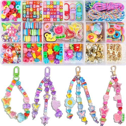 Ecoofor 633 PCS Beaded Keychain Making Kit, Acrylic Alphabet Letter Beads with Heart, Star & Flower Charms for DIY Jewelry, Bag Charm & Keychain Accessories Craft Supplies by Ecoofor