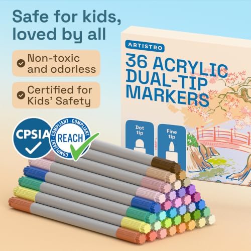 ARTISTRO Pastel Dual-Tip Acrylic Paint Marker Pens - Set of 36 - Image 6