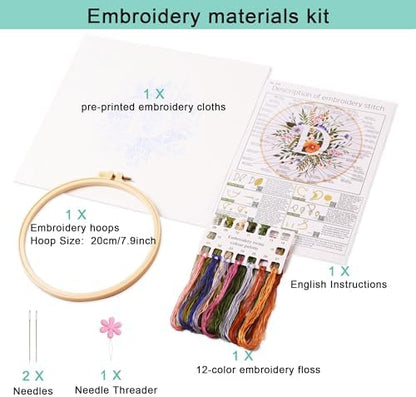 Harimau Letter D Pattern Embroidery Kit for Adult Beginners, Complete Starter Pack with 1 Hoop, Needles, Instruction Guide & Embroidery Stitch Video Tutorials - Image 2